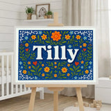 Tilly Name Art - Floral Farmhouse personalized wall print for kids