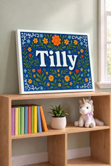Tilly Name Art - Floral Farmhouse personalized wall print for kids