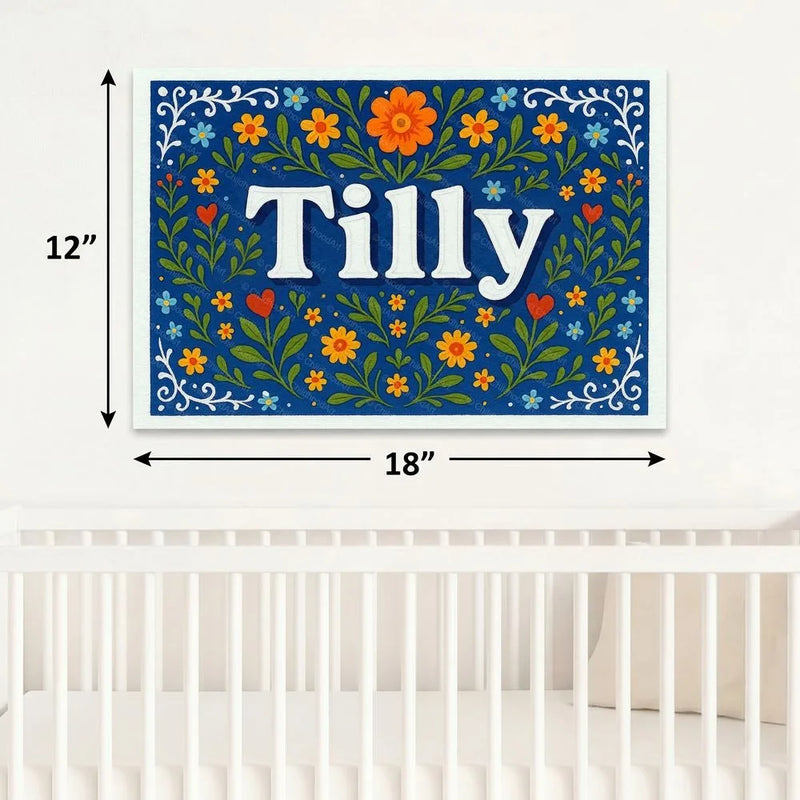 Tilly Name Art - Floral Farmhouse personalized wall print for kids