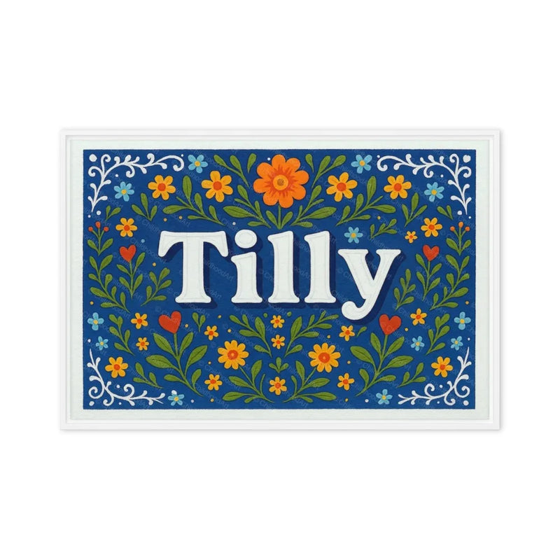 Tilly Name Art - Floral Farmhouse personalized wall print for kids