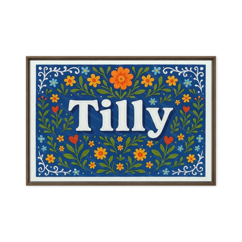 Tilly Name Art - Floral Farmhouse personalized wall print for kids