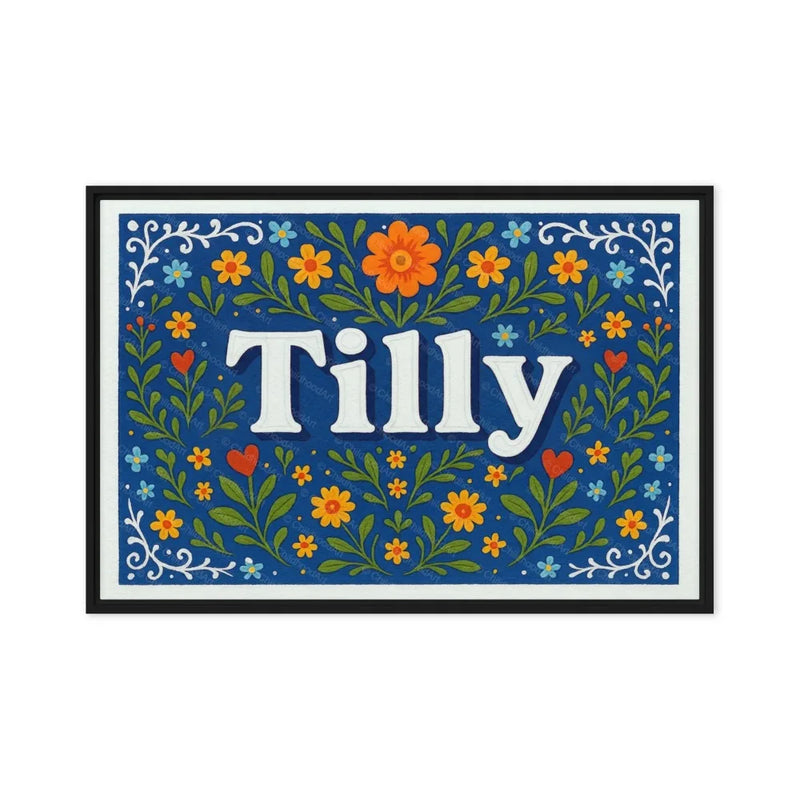 Tilly Name Art - Floral Farmhouse personalized wall print for kids