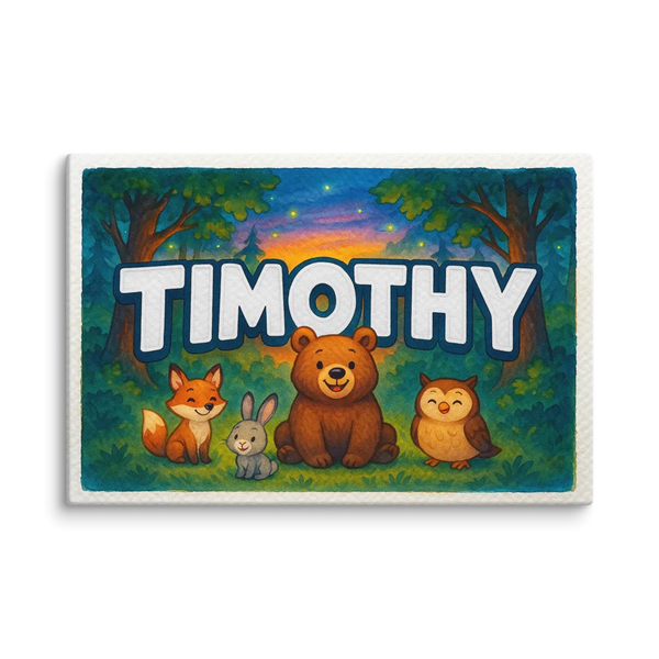 Timothy Name Art - Forest Friends Personalized Wall Art