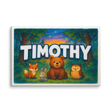 Timothy Name Art - Forest Friends personalized wall print for kids