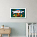Timothy Name Art - Forest Friends personalized wall print for kids
