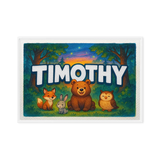 Timothy Name Art - Forest Friends personalized wall print for kids