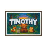 Timothy Name Art - Forest Friends personalized wall print for kids
