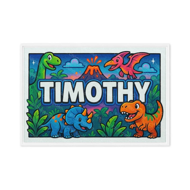 Timothy Name Art - Dinosaur Adventure personalized wall print for kids