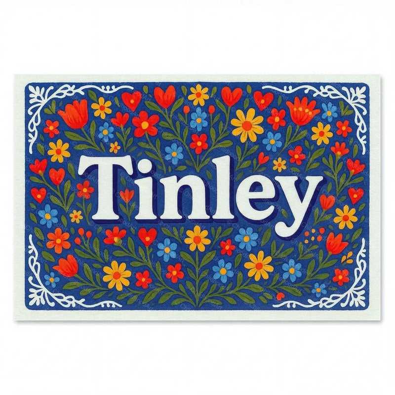Tinley Name Art - Floral Farmhouse personalized wall print for kids