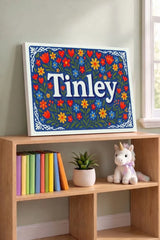 Tinley Name Art - Floral Farmhouse personalized wall print for kids