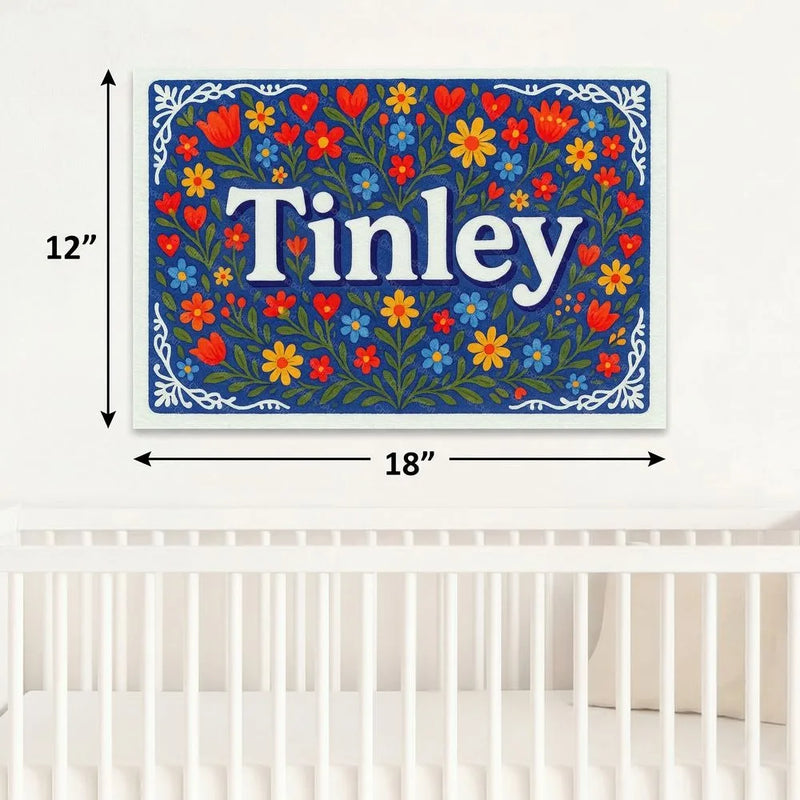 Tinley Name Art - Floral Farmhouse personalized wall print for kids
