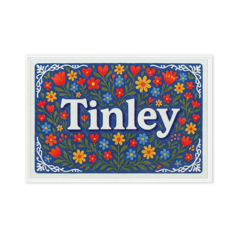 Tinley Name Art - Floral Farmhouse personalized wall print for kids