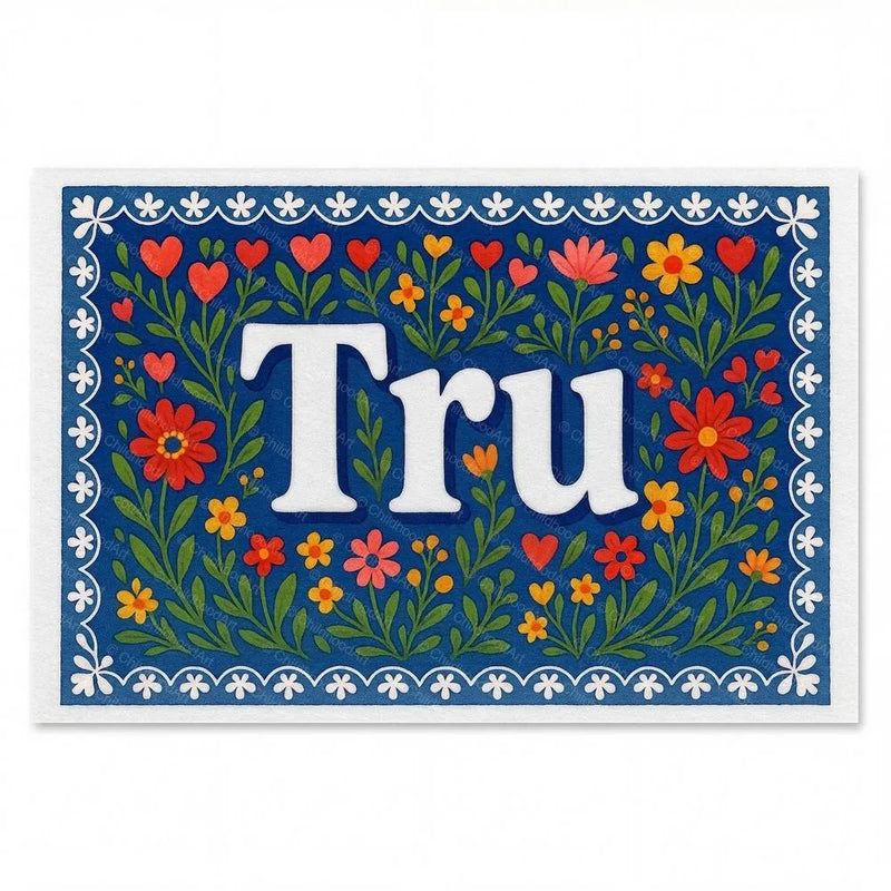 Tru Name Art - Floral Farmhouse personalized wall print for kids