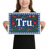 Tru Name Art - Floral Farmhouse personalized wall print for kids