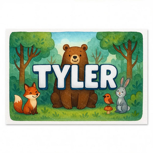 Tyler Name Art - Forest Friends Personalized Wall Art