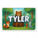 Tyler Name Art - Forest Friends personalized wall print for kids