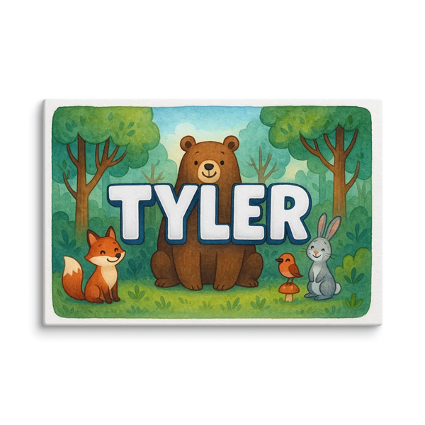 Tyler Name Art - Forest Friends Personalized Wall Art