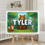 Tyler Name Art - Forest Friends personalized wall print for kids
