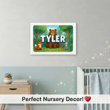 Tyler Name Art - Forest Friends personalized wall print for kids