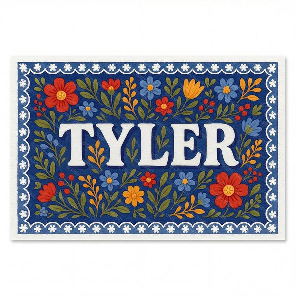 Tyler Name Art - Floral Farmhouse Personalized Wall Art