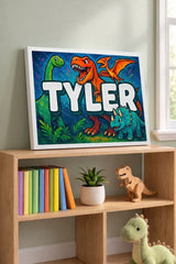 Tyler Name Art - Dinosaur Adventure personalized wall print for kids