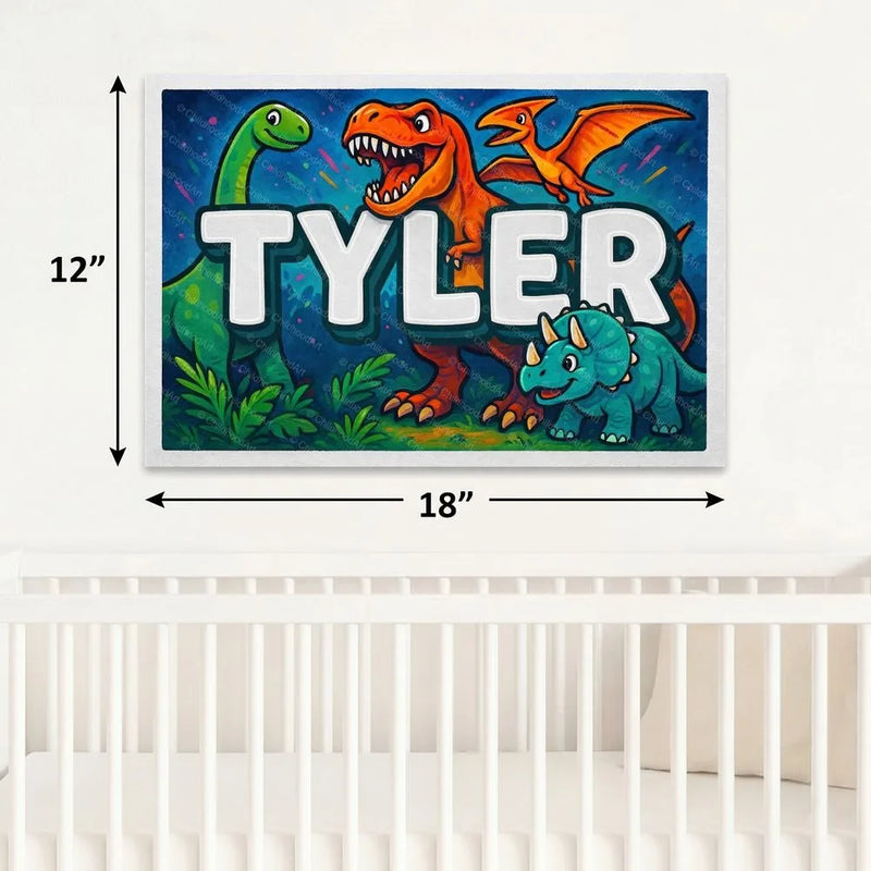 Tyler Name Art - Dinosaur Adventure personalized wall print for kids