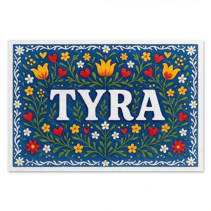 Tyra Name Art - Floral Farmhouse personalized wall print for kids
