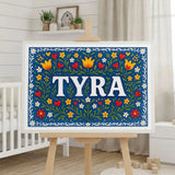 Tyra Name Art - Floral Farmhouse personalized wall print for kids
