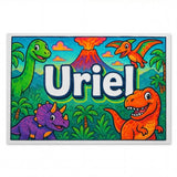 Uriel Name Art - Dinosaur Adventure personalized wall print for kids