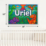 Uriel Name Art - Dinosaur Adventure personalized wall print for kids
