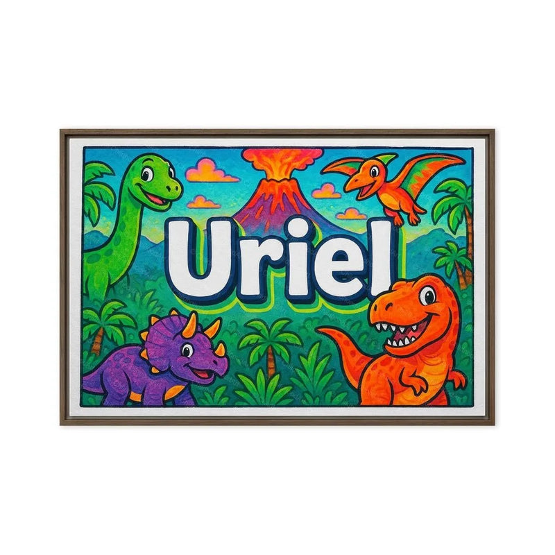 Uriel Name Art - Dinosaur Adventure personalized wall print for kids