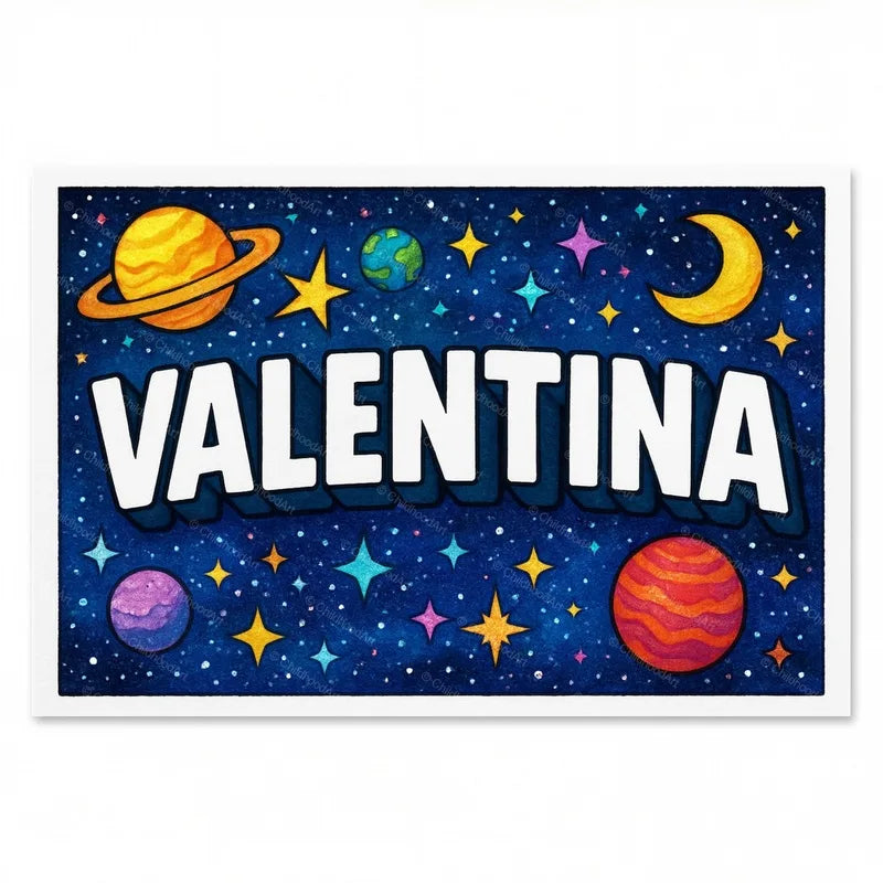 Valentina Personalized Space Explorer Name Art - Full size image