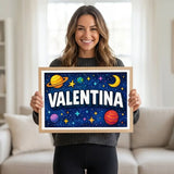 Adventurous personalized space name art for Valentina
