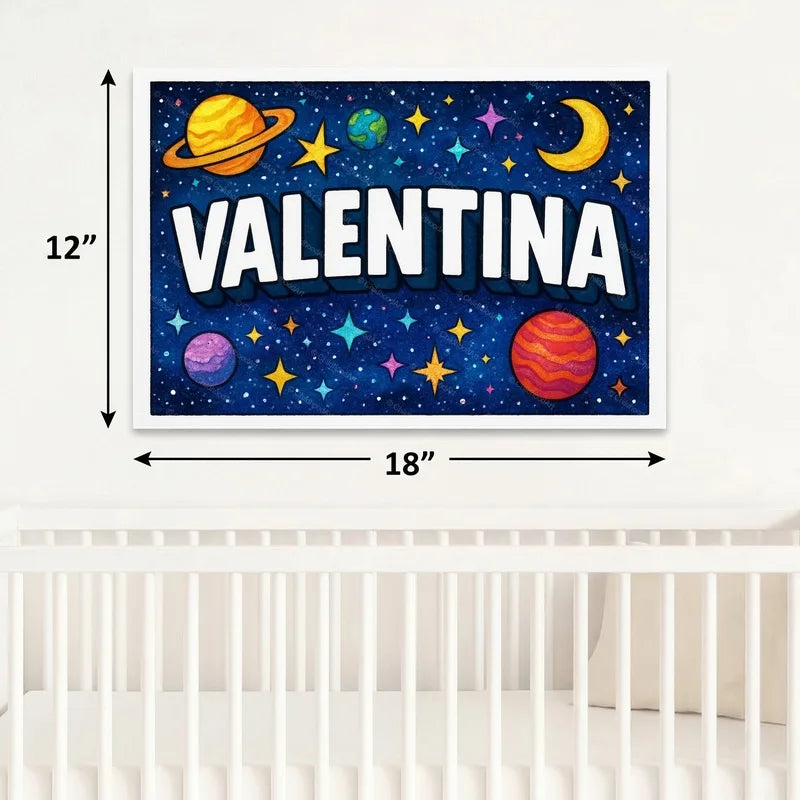 Adventurous personalized space name art for Valentina