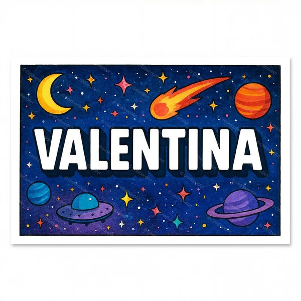 Valentina Personalized Space Explorer Name Art