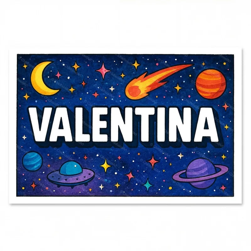 Valentina Personalized Space Explorer Name Art