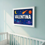 Adventurous personalized space name art for Valentina