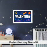 Adventurous personalized space name art for Valentina