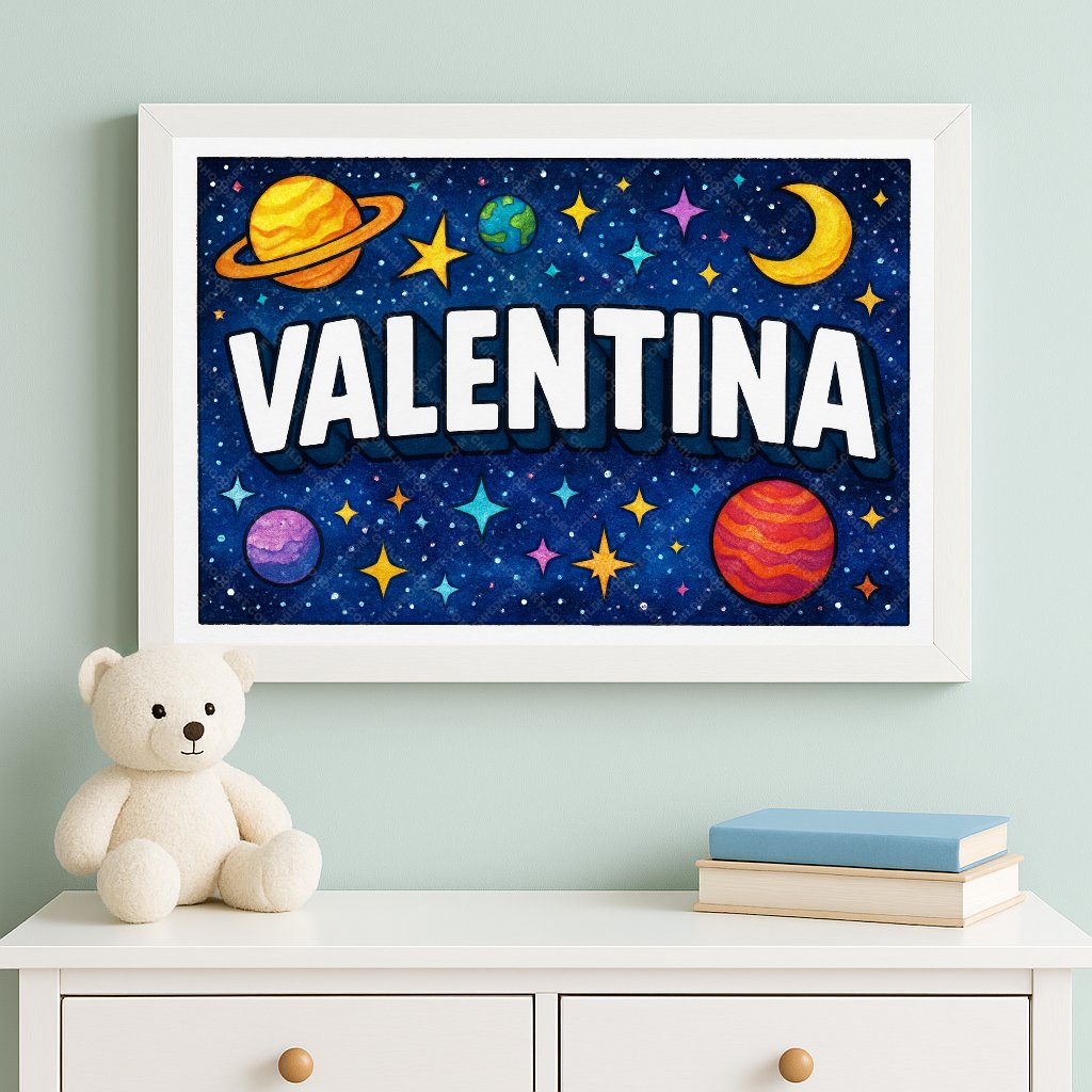 Personalized space name art for Valentina