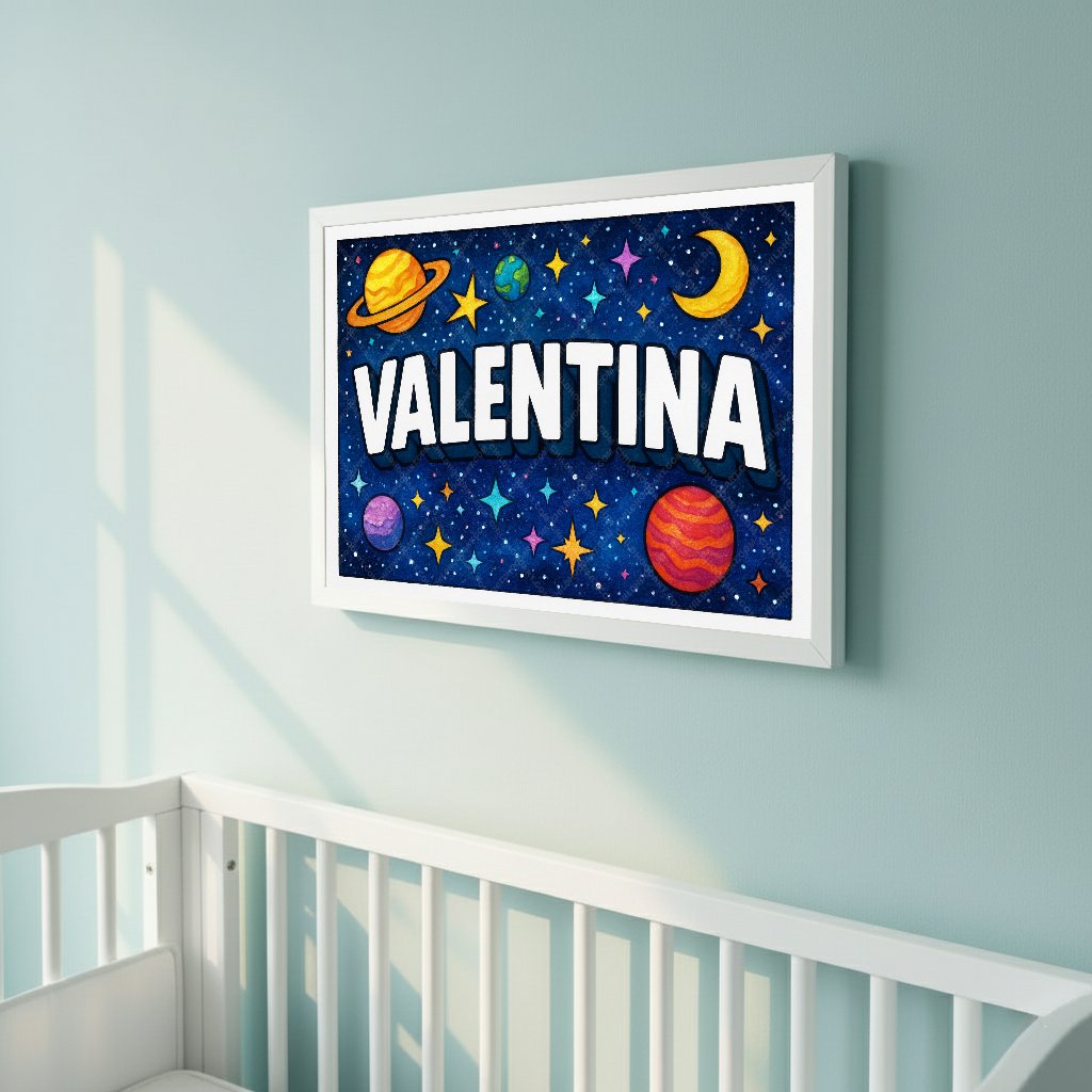 Personalized space name art for Valentina