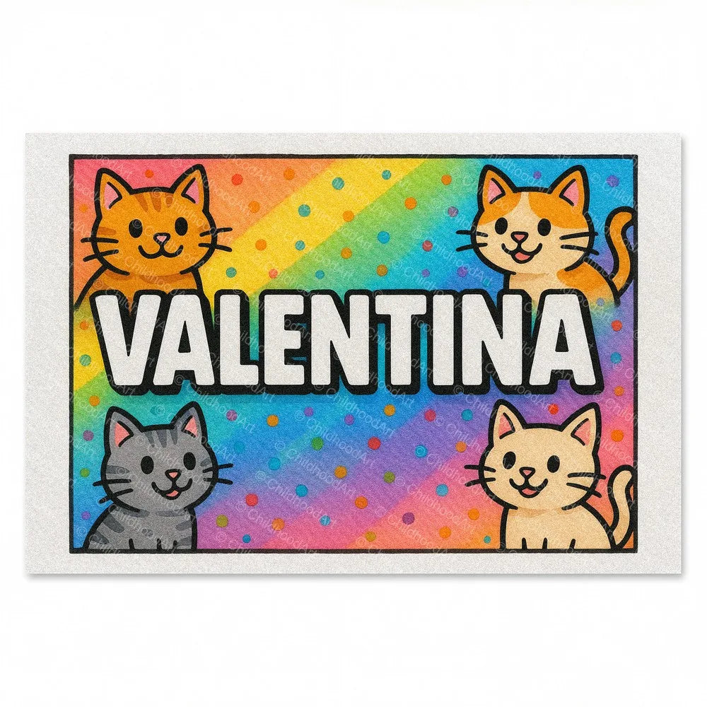 Valentina Colorful Cats Name Art - Full size image
