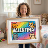 Playful personalized cat name art for Valentina