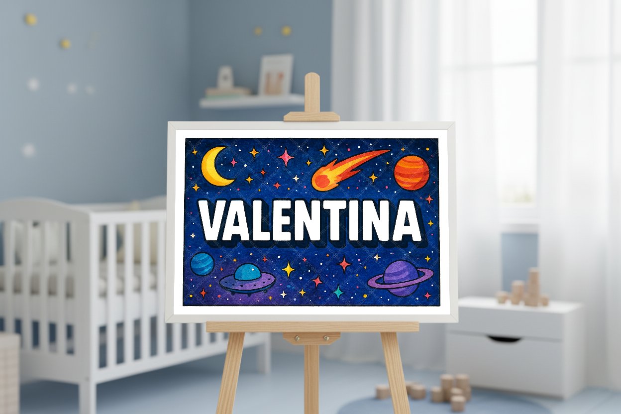 Personalized space name art for Valentina