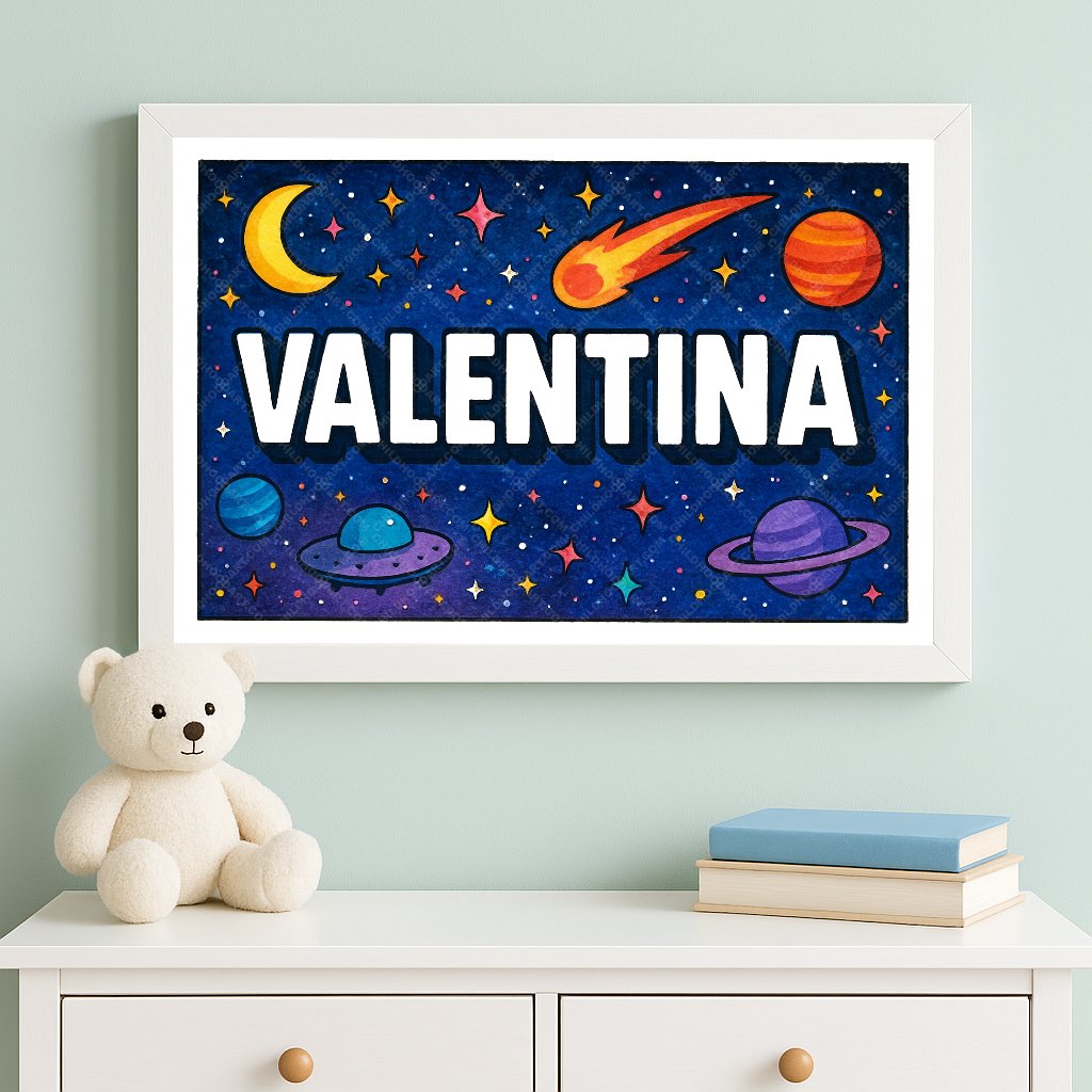Personalized space name art for Valentina