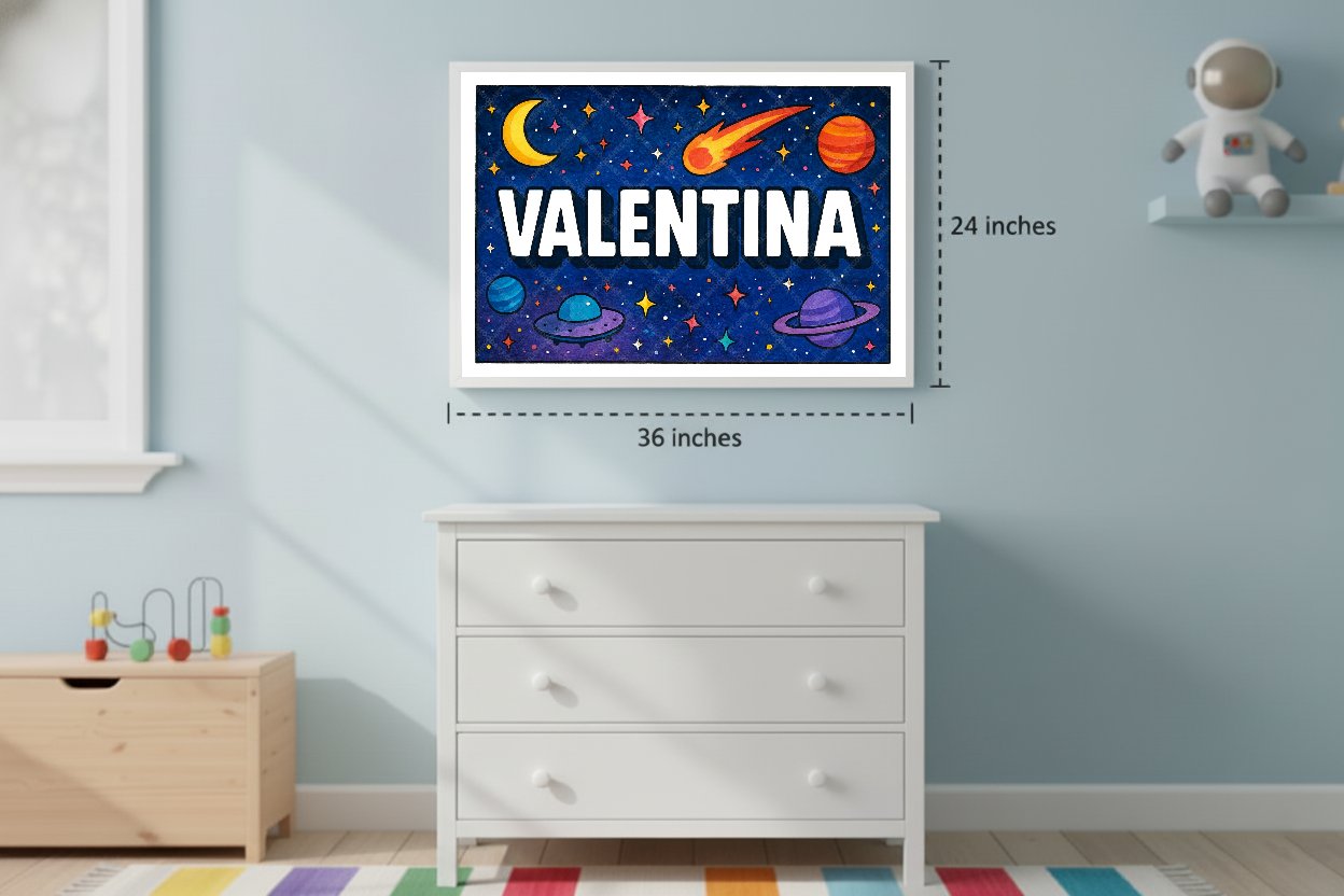 Personalized space name art for Valentina