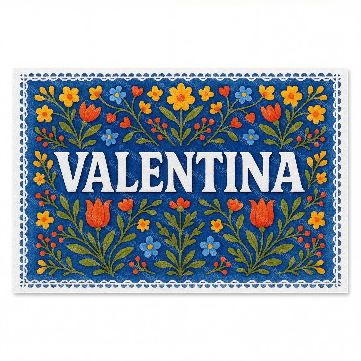 Valentina Floral Farmhouse Name Art - Full size image
