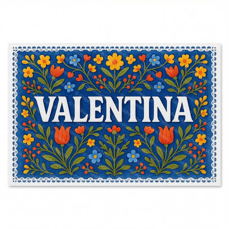 Calm personalized name art for Valentina