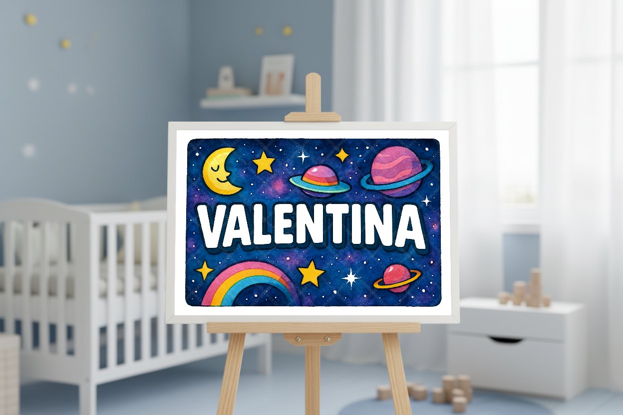 Personalized space name art for Valentina