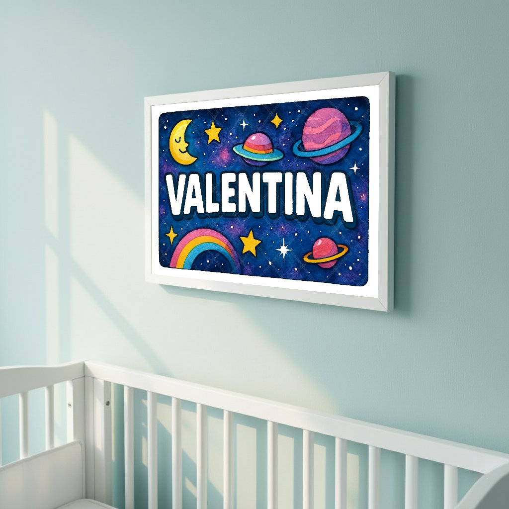 Personalized space name art for Valentina