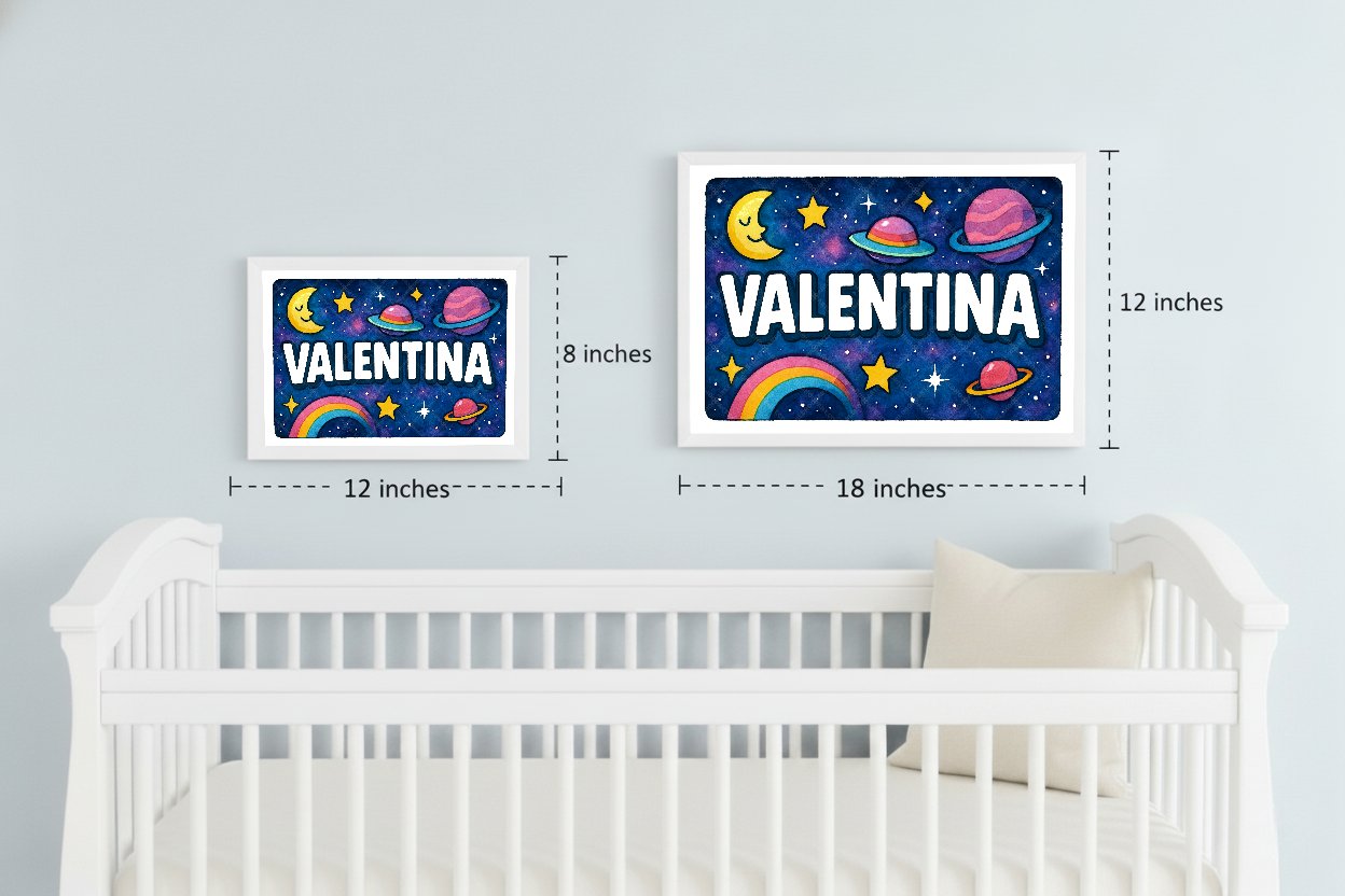 Personalized space name art for Valentina